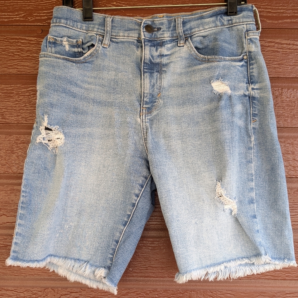 🖖 a.n.a 🖖 Distressed High Rise Denim Bermuda Shorts